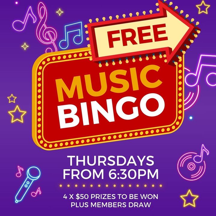 Featured image for “Thursday nights we have our MUSIC BINGO!!”